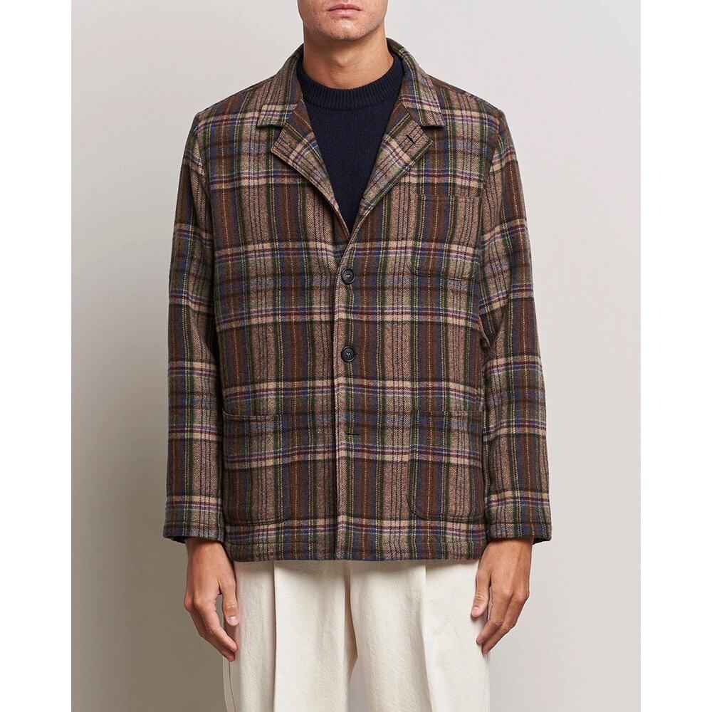 Massimo Alba Soft Wool Florida Shirt Jacket Men's Size Large Brown Plaid Check
